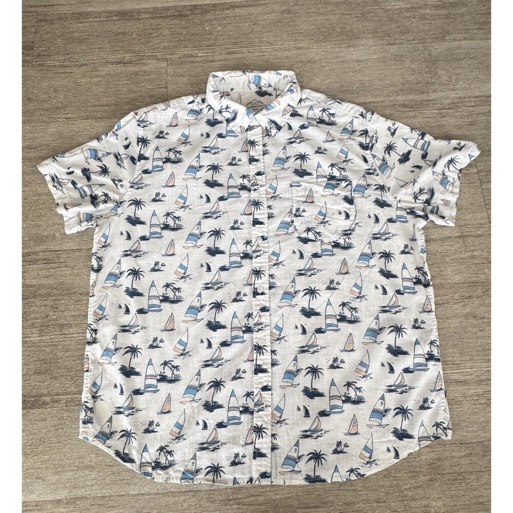 St. John's Bay SAILBOATS dress shirt white XL 100% cotton retail $36